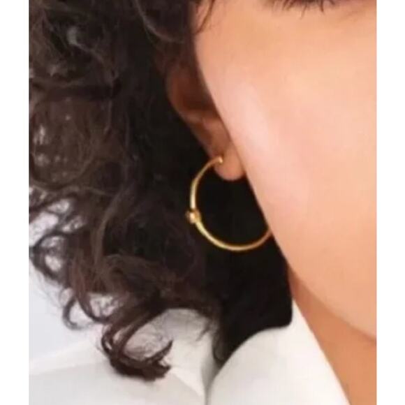 MARRIN COSTELLO Mystique Hoop Earring Gold Plated Sterling White Topaz NIB - Picture 4 of 4